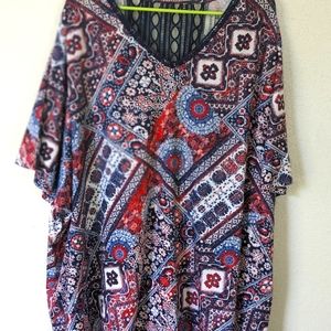 Catherine's 5x Plus size Blouse Multi color, short sleeve, stretchy